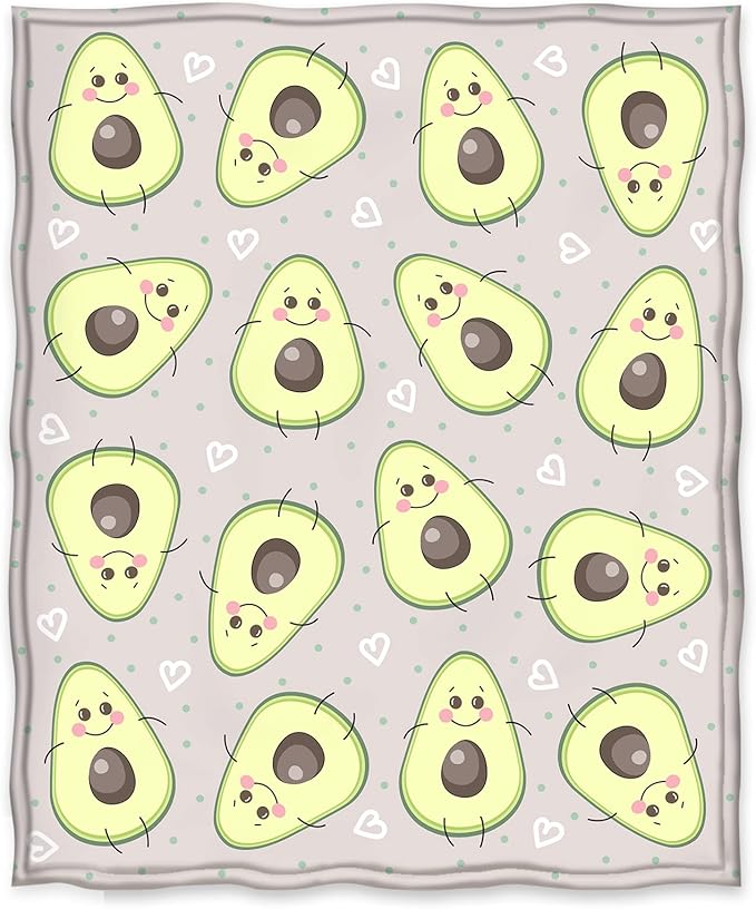 Jekeno Avocado Fruit Blanket Cute Jumping Avocado Print Gifts for Women Kids Girls Home Bedroom Living Room Decor Soft Cozy Lightweight Throw Blankets 50"x60"