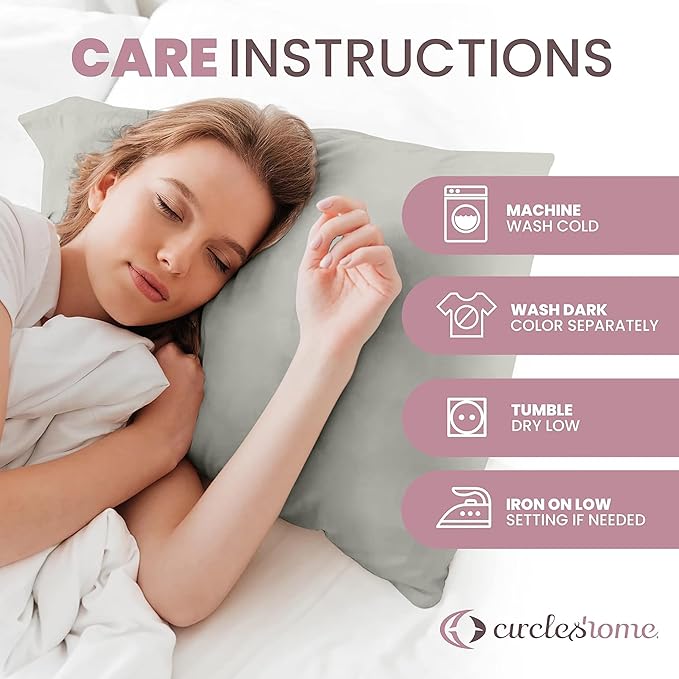 CirclesHome Pillow Protectors 4 Pack Queen Zippered - 100% Cotton Breathable Pillowcases - Protects Pillows from Dirt, Dust and Debris (Queen- Set of 4 - 20x30)