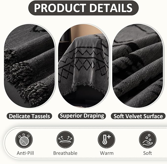 VClife Couch Cover Sofa Cover Washable Sofa Protector, Non Slip Couch Covers for 3 Cushion Couch Sofa Modern Tribal Pattern Sofa Slipcover Dog Furniture Protector, Soft Chenille, Dark Gray, 71"X150"