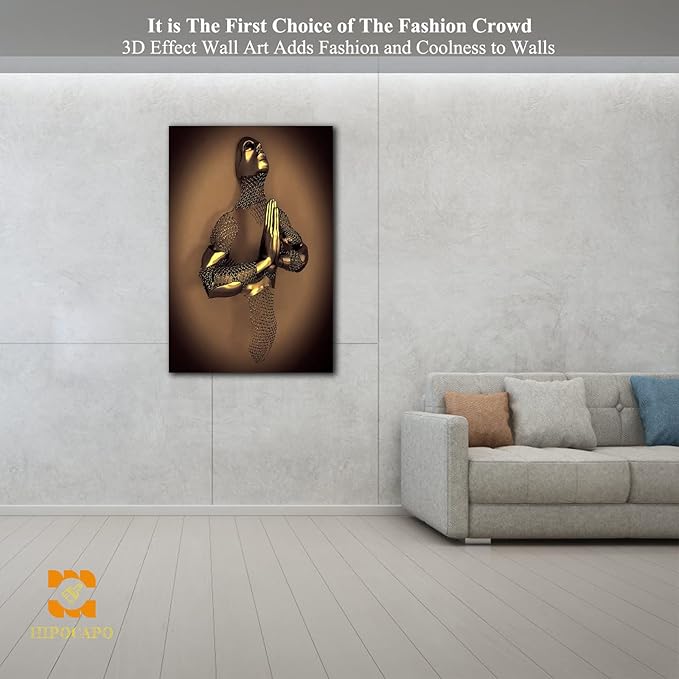 3D Metal Effect Wall Art - 3D Metal Effect Wall Art Merged Hands for Modern Wall Art, Large Wall Art for Bedroom Dercorations Framed 28”x40”x1Pcs