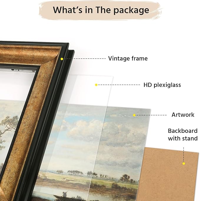 FOLKOR 9x12 Canvas Wall Art for Home Office Living Room, Classical Oil Paintings Wall Decor Floral Artwork for Kitchen Bedroom, Framed Art Prints with Stand for Table Desk Shelf (Flower Field)
