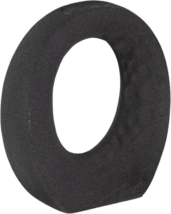 Modern Stoneware Vase with Rough Finish and Open Cut-Out – Contemporary Decorative Ceramic Flower Holder – Unique Home Decor Accent for Living Room, Bedroom, Office, or Dining Table – 7", Black
