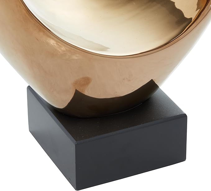 Deco 79 Polystone Abstract Decorative Sculpture Heart Home Decor Statue with Black Base, Accent Figurine 10" x 5" x 14", Copper