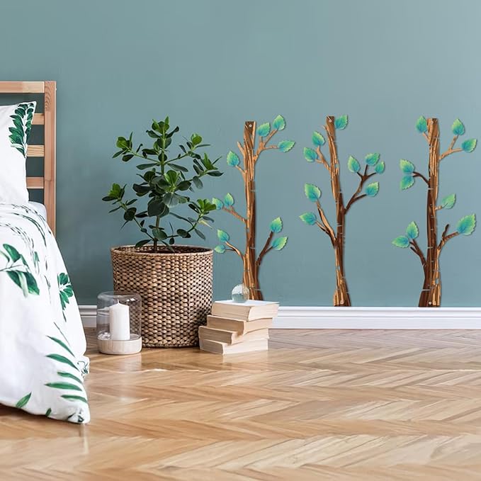 Metal Tree Wall Decor, Birch Tree Wall Art, Tree Branches Vertical Metal Wall Rustic Wall Sculpture for Home Living Room Bedroom Bathroom (Colorful)