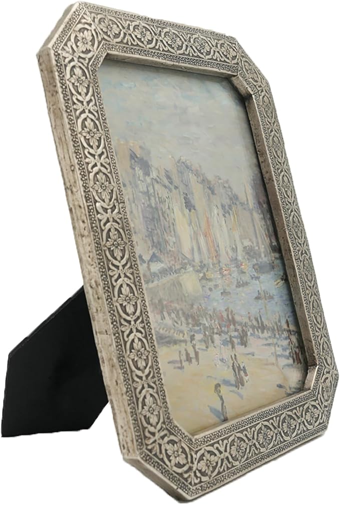 4x6 Vintage Picture Frame - Silver Antique Frame 4x6, Ornate Frames 4 X 6 With Glass Front For Tabletop Photo Display And Wall Hanging, Victorian Poster Frame 4 By 6 Vintage Wall Decor