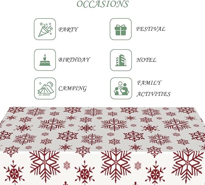 60x120 Inch Christmas Rectangle Tablecloth Winter Snowflakes Vintage Decoration Table Cloth Washable Durable Table Cover for Kitchen Dining Home Banquet Xmas Party Decor