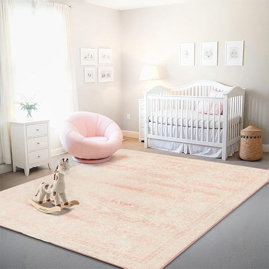 Istana 8x10 Area Rug - Pink 8x10 Rugs for Living Room - Foldable Rugs for Bedroom - Stain Resistant Washable Rug - Eco-Friendly Area Rugs - Easy to Clean Living Room Rug