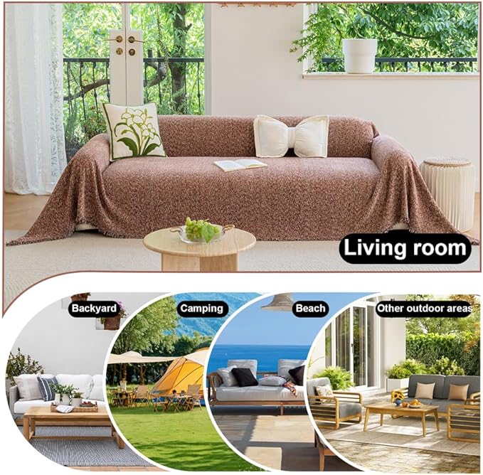 ROOMLIFE Pink Couch Cover for 3 Cushion Sofa, Chenille Sofa Couches Slipcover Sectional Sofas Covers with Tassel, Washable Soft Breathable Furniture Protector Cover for Living Room, 71 '' X 118''