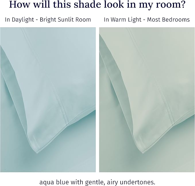 California Design Den - Luxury Full Size Sheet Set - 100% Cotton, 600 Thread Count Deep Pocket Full Size Bed Sheets, Hotel-Quality Cooling Sheets with Sateen Weave - Seafoam