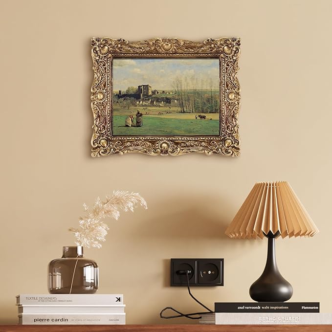 FOLKOR Vintage Canvas Wall Art for Living Room, French Countryside Picture Print for Bedroom Decoration, Antique Gold Paintings Posters for Home Office Birthday Christmas Gift, 5x7