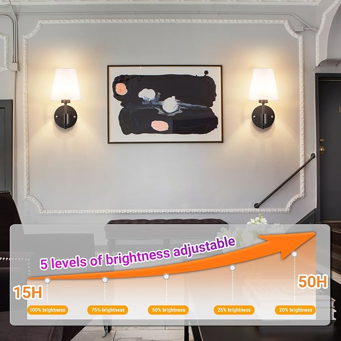 Battery Operated Wall Sconces Set of Two, Rechargeable Wireless Wall Lights with 10000mAh RGB Dimmable Detachable Bulb, Battery Sconces Wall Decor with Remote for Bedroom Living Room Hallway