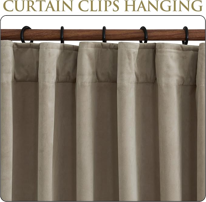 StangH Velvet Curtains 42x84 inches Camel Beige Room Darkening Heat Resistant Window Covering Crushed Home Decor Drapes for Living Room/Farmhouse, W42 x L84, 2 Panels