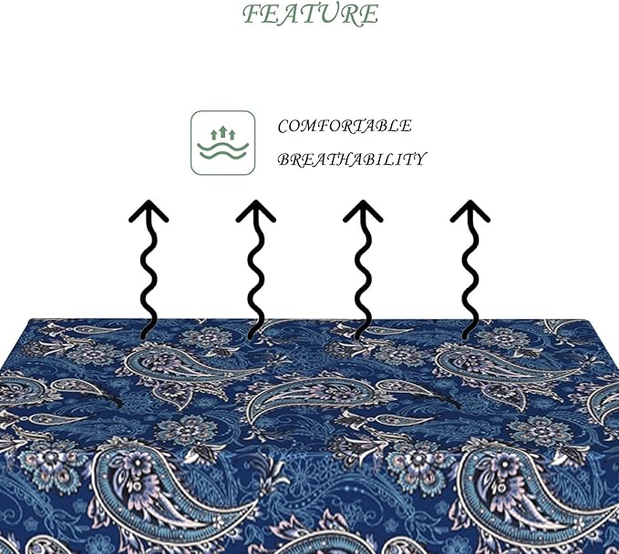 60x102 Inch Paisley Rectangular Tablecloth Farmhouse Floral Table Cloth Bohemian Washable Durable Table Cover for Dining Banquet Garden Home Decor