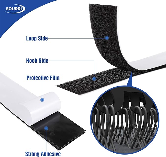 3/4 Inch x 26 Feet Hook and Loop Tape Sticky Back Fastener Roll, Nylon Self Adhesive Heavy Duty Strips Fastener for Home Office School Car and Crafting Organization