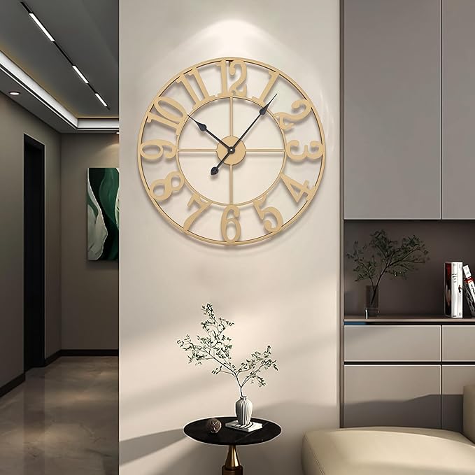 1st owned Wall Clock 16 Inch Round Large Indoor Wall Clocks Battery Operated Silent Non Ticking, Farmhouse Vintage Decorative Analog Metal Clock for Living Room, Kitchen, Bedroom Decor
