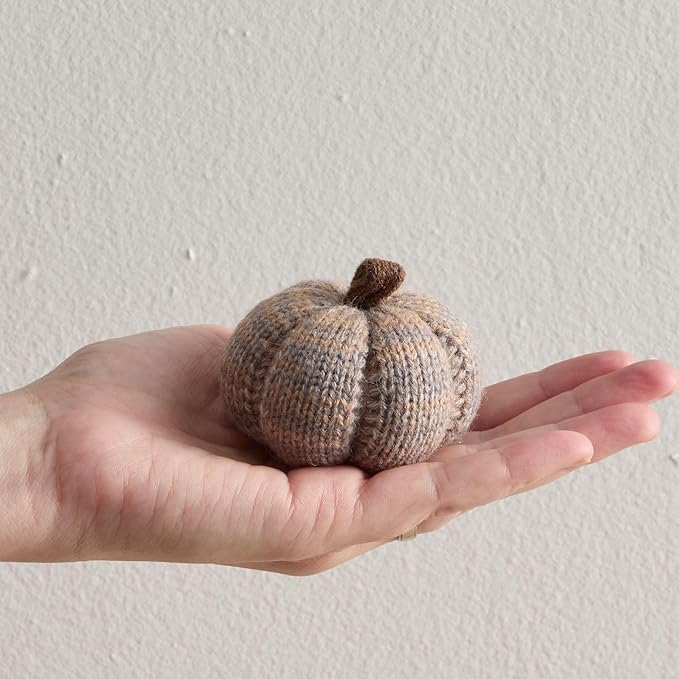 Your Heart's Content Mini Knit Pumpkins - Rustic Home Decor, Bowl Fillers, Shelf Decor Accents, Fall Wedding Decor, Cozy Home, Garland or Ornaments (Cobblestone 5)