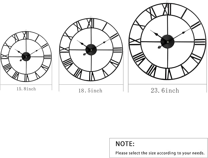 Large Wall Clock, Metal Retro Roman Numeral Clock, Modern Round Wall Clocks Almost Silent, Easy to Read for Living Room/Home/Kitchen/Bedroom/Office/School Decor (Gold, 16 Inch)