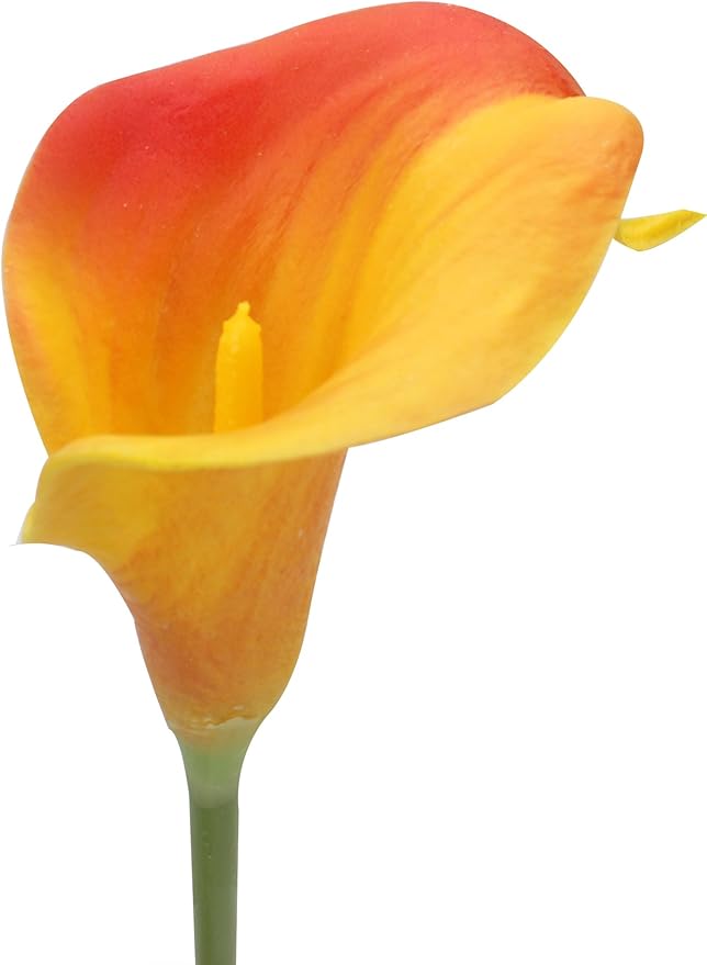 Duovlo 20pcs Calla Lily Bridal Wedding Bouquet Lataex Real Touch Artificial Flower Home Party Decor (Sunset)