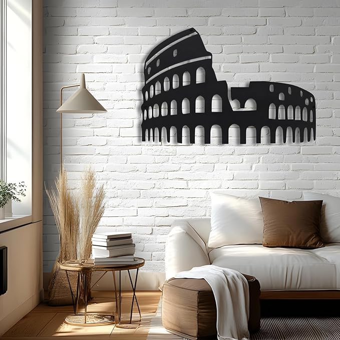 Bisamu Roman Colosseum Metal Wall Art, Vintage Italian Travel Decor for Home, Rustic Wall Sculpture for Living Room, Office, Gift for Her & Travel Lovers (30" x 20" | 76 x 51 cm)
