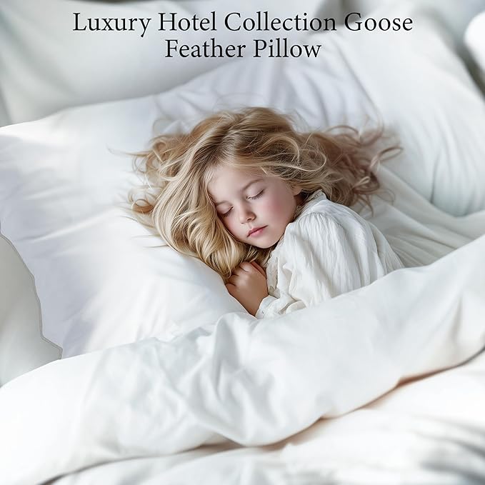 SANSWAN Goose Down Feather Blend Pillows Queen Set 2, 650 Fill Power 100% Cotton Shell, Hotel Quality Hypoallergenic Medium Firm, Machine Washable for Back/Stomach/Side Sleepers