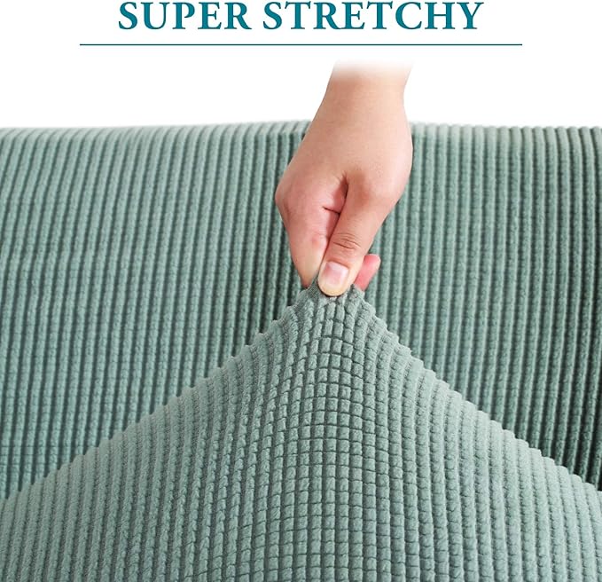 Flamingo P 1 Piece Skid Resistance Sofa Cover Jacquard Spandex Furniture Protector Couch Covers, Fitted Sofa Protector Stretch Knitted Jacquard Sofa Slipcovers, Dark Cyan, Chair
