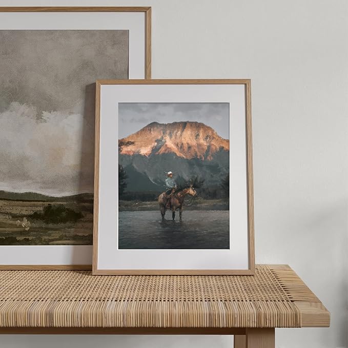 XOCUUI Cowboy Canvas Wall Art Vintage Print Oil Paintings 8x10 Inch, Western Cowboy Mid Century American West Country for Home Office Living Room Bathroom Bedroom Wall Decor Unframed