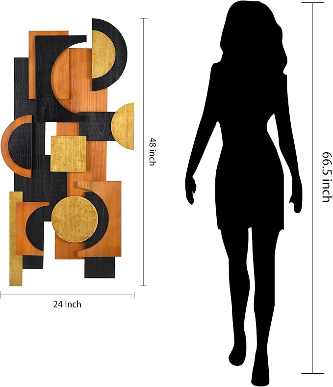 Empire Art Direct "Amber Embraces II Handmade Dimensional Solid Paulownia Wood Abstracts Wall Art, Ready to Hang, Living Room, Bedroom & Office, 48" x 24"x 1.42"