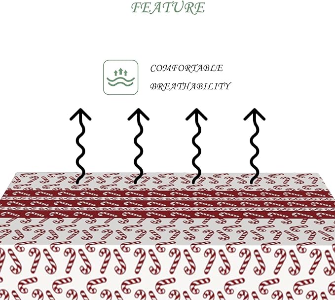 54x70 Inch Christmas Theme Rectangle Tablecloth Candy Cane Vintage Folk Decoration Table Cloth Washable Durable Table Cover for Kitchen Dining Banquet Ugly Christmas Sweater Party Decor