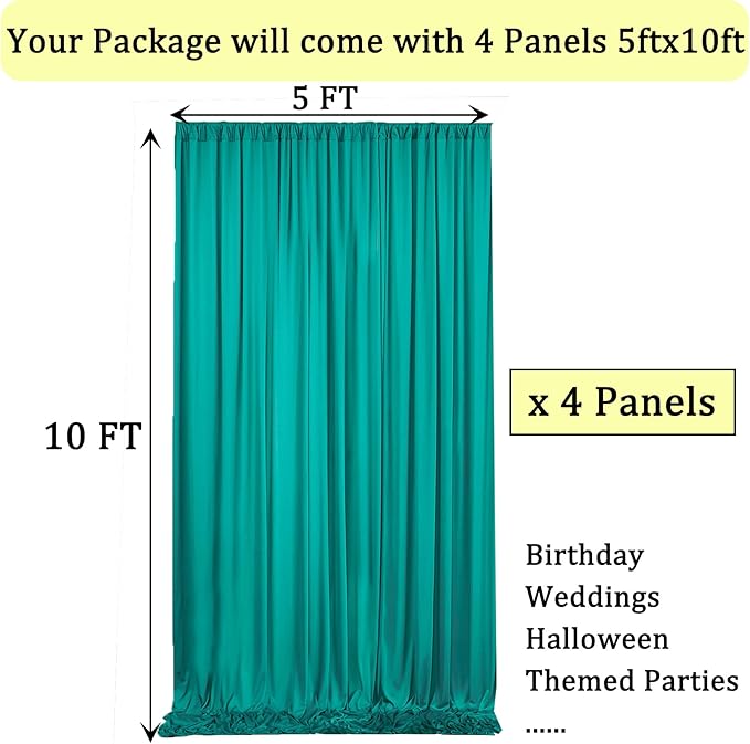 20ft x 10ft Wrinkle Free Turquoise Backdrop Curtains for Parties, Polyester Photo Backdrop Drapes 2 Panels 5x10ft for Wedding Birthday Party Photography Background