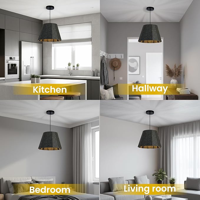 Pendant Light with Felt Lampshade, Modern Hanging Lamp Fixture, DIY Acoustic Pendant Light Chandeliers for Kitchen Island, Living Room, Dining Room, Bedroom, Office (D15.7"x11")