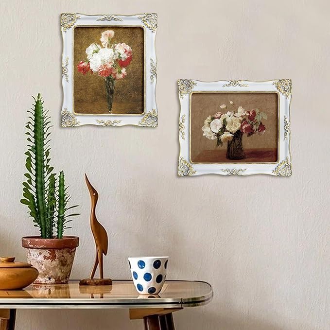 8x10 White Picture Frames Vintage Gothic Picture Frame Antique Victorian Baroque Ornate for Wall or Tabletop Display, Fits 8x10 or 5x7 Photo with Mat