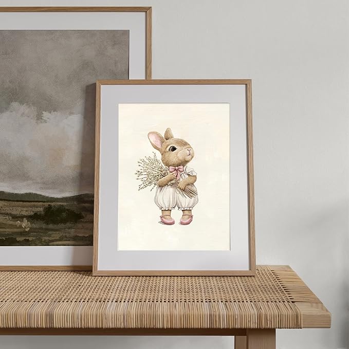XOCUUI Pink Nursery Wall Decor Art Prints, Cute Baby Girl Room Decor, Pink Girl Wall Art Vintage Floral Wall Decor for Baby Girls' Nursery & Kids' Room - 8x10inch|Unframed