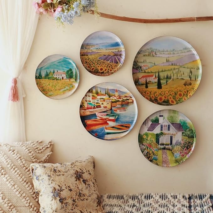 RITUALISTIC Tuscany Iron Wall Art Plates – Set of 5 Decorative Plates | European-Inspired Metal Wall Decor | Rustic Wall Hanging for Living Room, Kitchen & Home Interiors | Christmas gifts