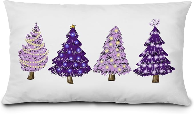 KEUSPI Purple Christmas Decorations Christmases Tree Pillow Covers 12x20,Purple Christmas Decor Trees Xmas Pillow Cases Cushion Covers,Violet Christmases Decor Pillow Covers for Bedroom