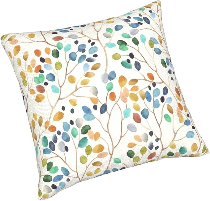 Spring Floral Pillow Covers 20x20 Inch Set of 2 Colorful Leaves Throw Pillow Cover Vintage Plant Flower Square Pillowcase Cushion Cases for Home Couch Bed Sofa