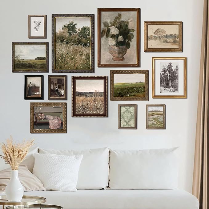 Vintage Wall Art - Eclectic French Country Decor, Canvas Painting Prints for Wall Decor - Countryside Landscape, Floral Aesthetic Pictures - Unframed