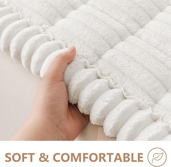 Smiry Couch Cover for Dogs Washable, Non Slip Fuzzy Pet Couch Covers for 3 Cushion Sofa Pet Friendly, Thick Soft Sofa Slipcovers Cushion Protector (White, 27.6" x 47")