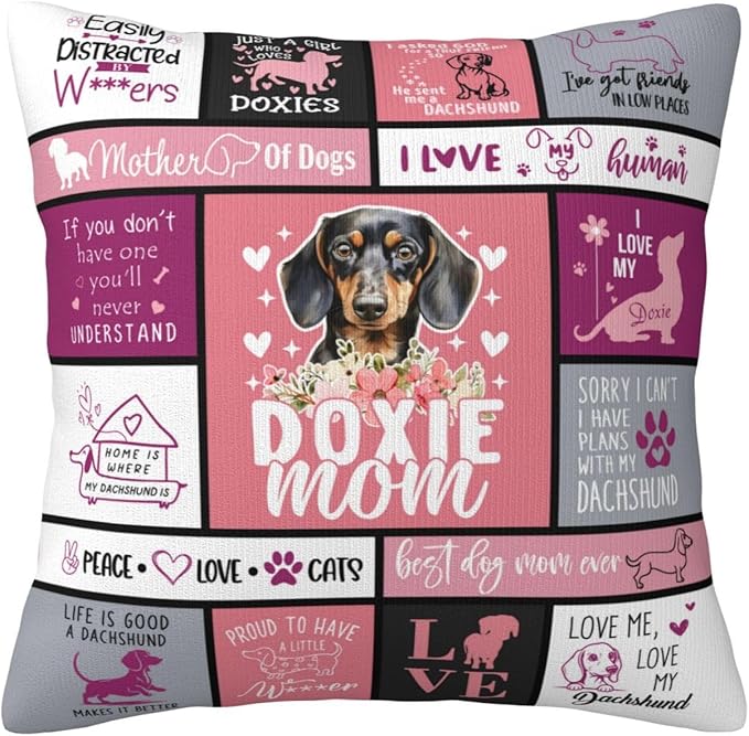 Christmas Dachshund Gifts for Women, Dachshund Gifts for Dachshunds Lover, Dachshunds Mom Gift for Christmas, Xmas Doxie Gift for Women, Dog Mom Present for Doxie Lover Throw Pillow Cover 18x18