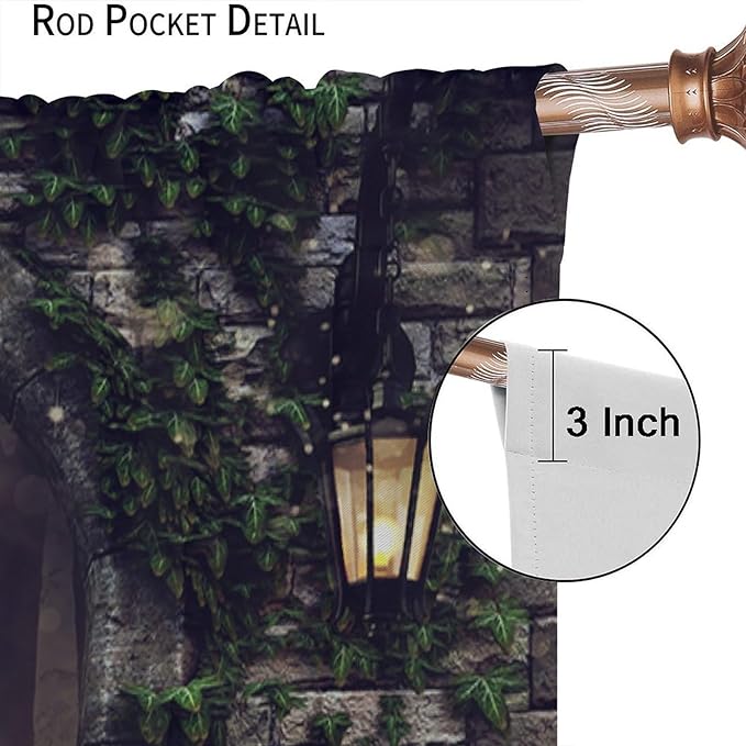 Retro Gothic Castle Arch Blackout Curtains, Mid Century European Art Aesthetics Forest Window Drapes, for Living Room Bedroom 36(W)*63(L) 2 Panels