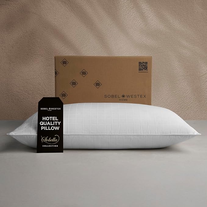 Sobel Westex Sobella Bed Pillow for Sleeping | Side Sleeper for Adults | 300TC 100% Cotton Case | Soft, Machine Washable, Hotel Quality (Standard Medium)