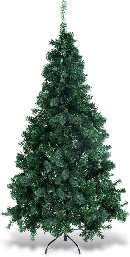 GOFLAME 8FT PVC Artificial Green Christmas Tree Home Holiday Décor with Metal Stand 1138 Branches Holiday Indoor Decoration, Easy to Assemble
