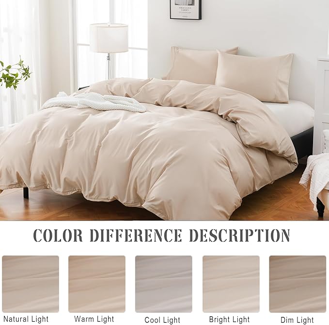 100% Organic Cotton Duvet Cover Queen Size 400 Thread Count Sateen Comforter Cover Soft and Breathable Cooling Bedding Set 3 Piece（Dusty Pink,Queen）