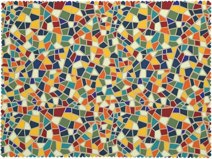 Colorful Mosaic Table Cloth for Dining Tables, Reusable Irregular Ceramic Mosaic Tiles Tablecloths Decoration Tile Pieces Style Rectangle Table Cover for Home,Kitchen,Party,Holiday,54x72Inch