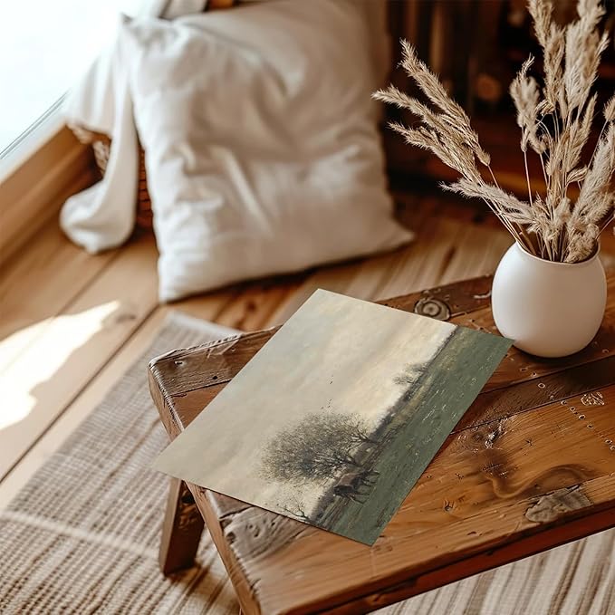 XOCUUI Vintage Landscape Canvas Wall Art, Vintage Classical Rural Hill Prints, The Vast Grassland Classic Wall Prints Modern Farmhouse Bathroom Office Decor - 8x10in Unframed