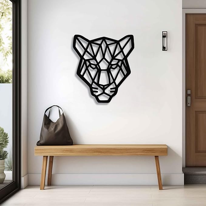 Geometric Animal Metal Wall Art – Modern Polygon Style Metal Wall Decor for Home, Living Room, or Office, Minimalist Wildlife Wall Sculpture, Black Steel Design (Style-1)