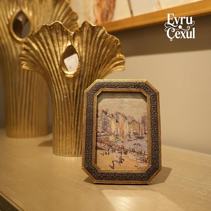 4x6 Vintage Picture Frame - Antique Bronze Gold Frame 4x6, Ornate Frames 4 X 6 With Glass Front For Tabletop Photo Display And Wall Hanging, Victorian Poster Frame 4 By 6 Vintage Wall Decor
