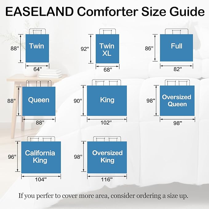 EASELAND King Size Down Alternative Comforter - Quilted Duvet Insert for All Seasons, Soft Lightweight with Corner Tabs, Summer Winter Warm Bedding, Lavender 90x102 Inches