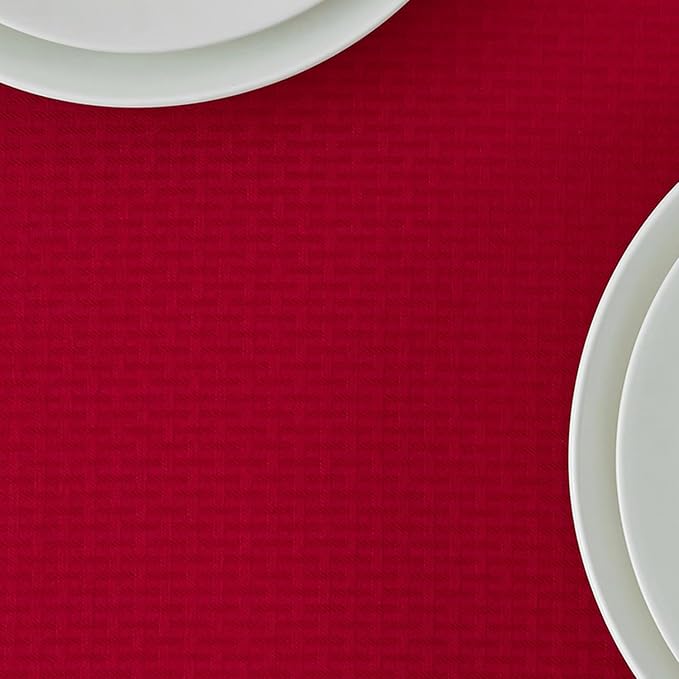 maxmill Weaved Texture Tablecloth Water Resistance Antiwrinkle Spillproof Soft Washable Christmas Table Cloth for Dining Room, Banquet Parties Holiday Dinner, Rectangle 70 x 108 Inch, Red
