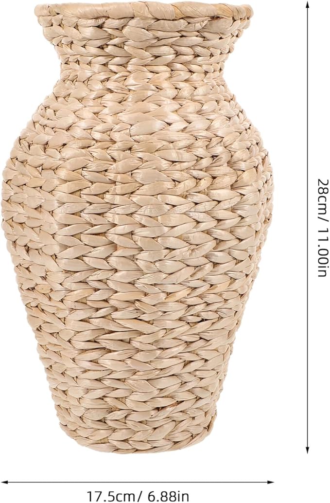 Alipis Rattan Vase Country Style Woven Plant Basket Rustic Vase Hand Woven Dried for Home Decoration