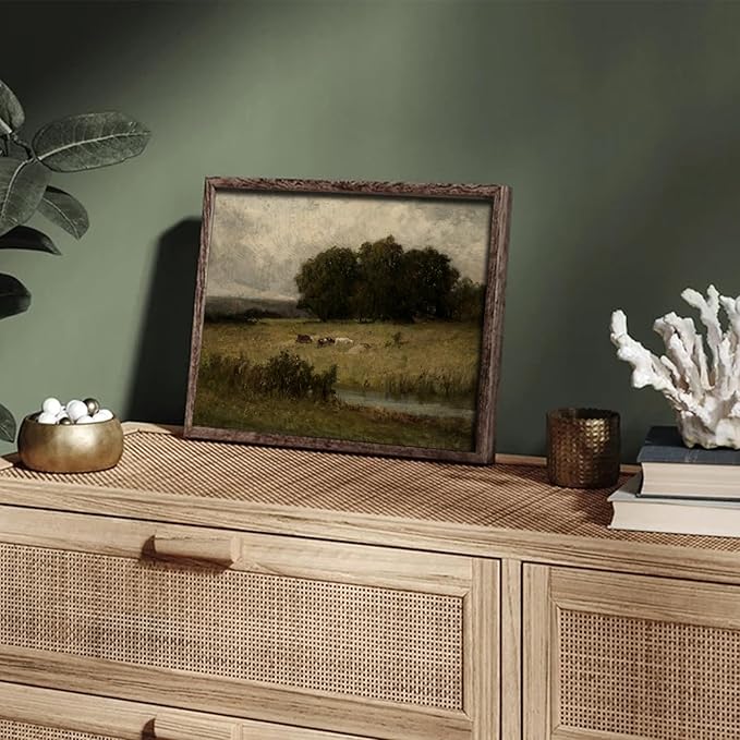 XOCUUI Canvas Wall Art Vintage Decor, Home Decor Danish Landscape Classical Paintings, Home Decor Lake And Mountain Nature Wilderness Landscape Unframed Paintings Wall Art for Living Room, 11"X14"